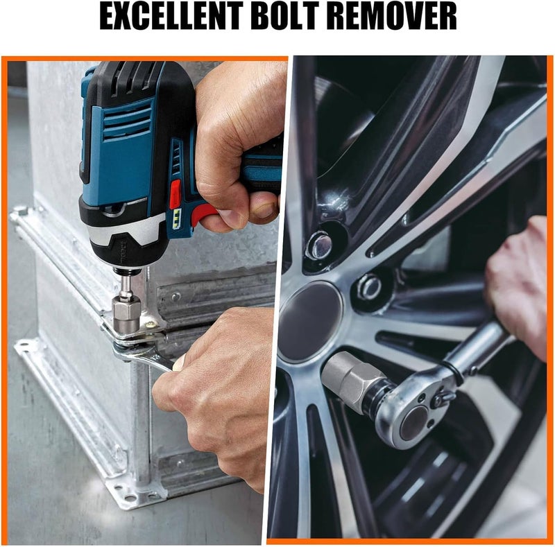 VALKYNOS Bolt Extractor Kit 14 Pcs, Stripped Bolt Extractor Set, Impact Bolt Nut Removal Tool, Easy Out Remove Rusted, Frozen, Damaged, Rounded-Off Bolt Nut Screw, with Hex Drive, Cr-Mo Steel - Image 5